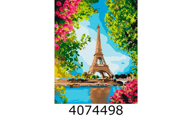 Картина по номерам 40*50см Квітковий вид на Ейфелеву вежу Brushme BS52706
