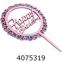 Топер в торт Happy Birthday рожевий (20) 5907/2494