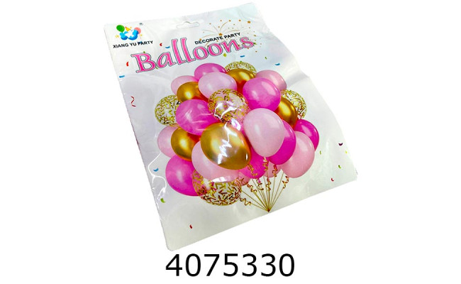 Повітряні кульки BonBon рожеві з золотом 30 кульок 1480