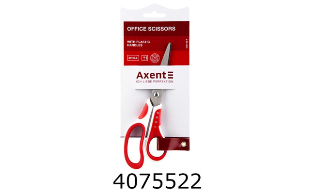 Ножиці 18см AXENT Shell офісні біло-червоні (10) 6304-06-A