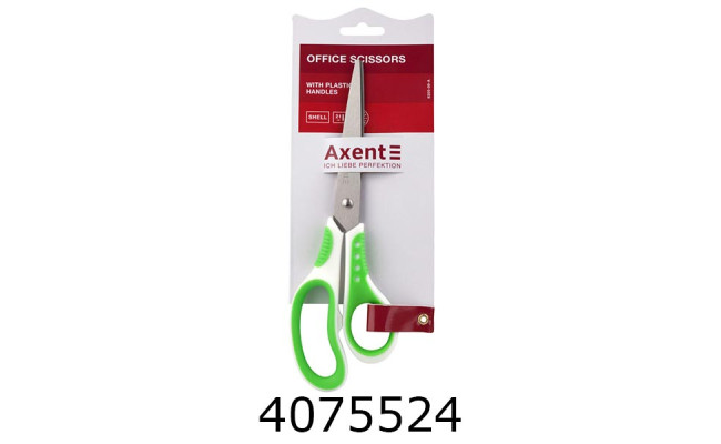 Ножиці 21см AXENT Shell офісні біло-салатові   (10) 6305-09-A