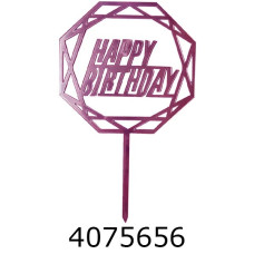 Топер в торт Happy Birthday рожева (20) 5922