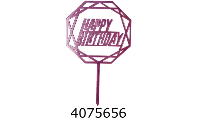 Топер в торт Happy Birthday рожева (20) 5922