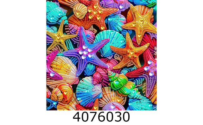 Алмазна мозаїка 25*25 Кольорові морські зірки  Brushme BH013