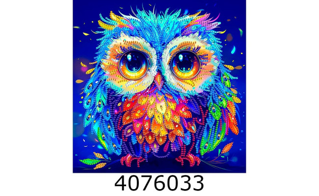 Алмазна мозаїка 25*25 Кольорова сова  Brushme BH037