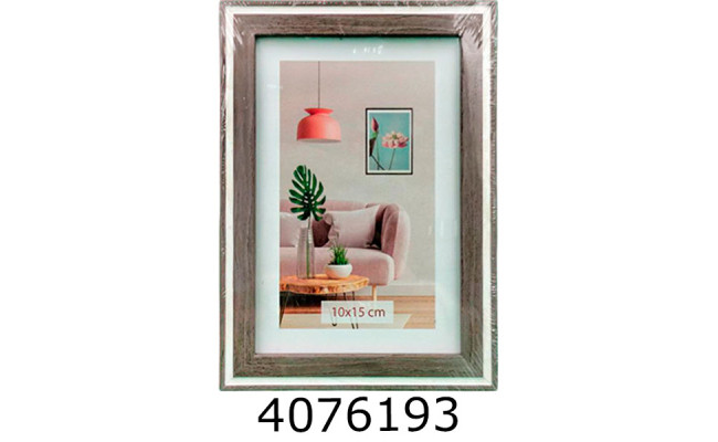 Фоторамка пластик 10*15/12 SA (сіра білий обідок з ніжкою)(54) SA1613-6375