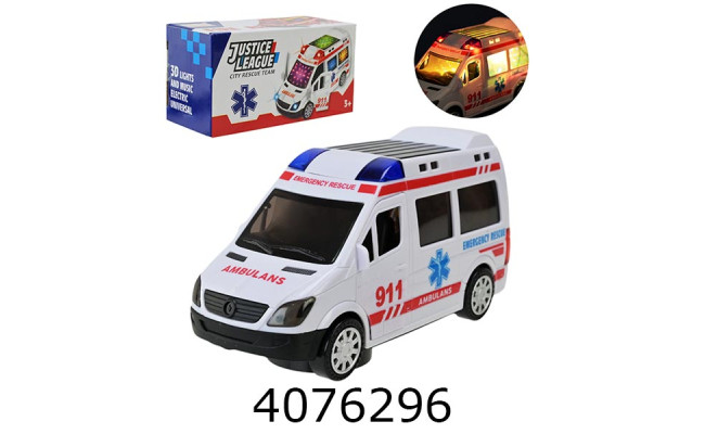 Машина на батар. в коробці  Швидка Допомога 14*6*72см  (90) 89-603A
