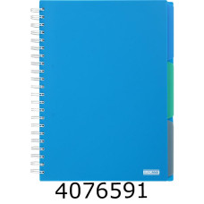 Канц. книга на спір. 120 арк. пл. обкл. кліт.3 розділювачі синій Buromax BRIGHT (_) BM.24345912-02