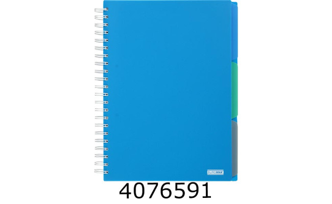 Канц. книга на спір. 120 арк. пл. обкл. кліт.3 розділювачі синій Buromax BRIGHT (_) BM.24345912-02