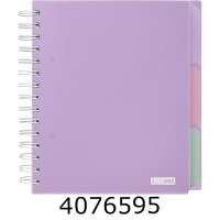 Блокнот на спір. збоку В5 120 арк. кліт. пласт. обкл. BUROMAX PASTEL, з розділюв., бузковий (48) BM.24355912-26