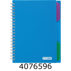 Блокнот на спір. збоку В6 100 арк. кліт. пласт. обкл. BUROMAX BRIGHT з розділюв. синій BM.24365912-02