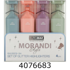 Маркер текст. набір 4шт. MORANDI STYLE Glitter Buromax 2-4.5 м (12) BM.8909-94