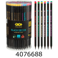 Олівець графіт. ZiBi BLACK DECOR HB пласт. з гумкою тубус (144/576) ZB.2321