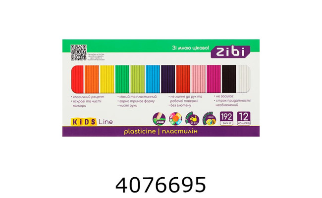 Пластилін ZiBi  KIDS Line 12 кол. 192г (30) ZB.6274