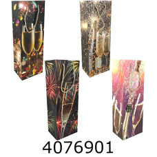 Пакет новорічний подарунковий під пляшку мікс 4 (12/960) 280-4