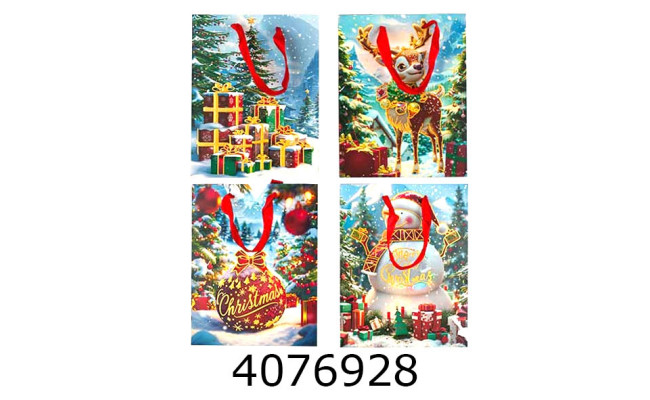 Пакет новорічний подарунковий 18*24*8см мікс 4 (12/720) 4209-2S