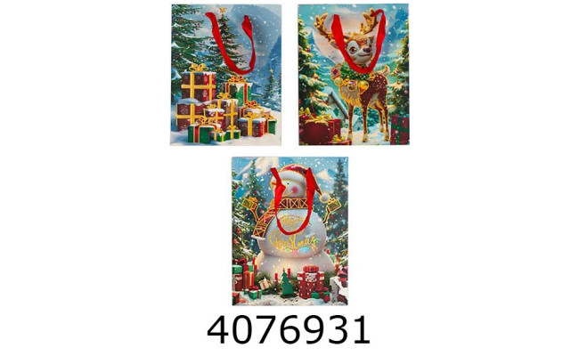 Пакет новорічний подарунковий 18*24*8см мікс 4 (12/720) 9504-2S