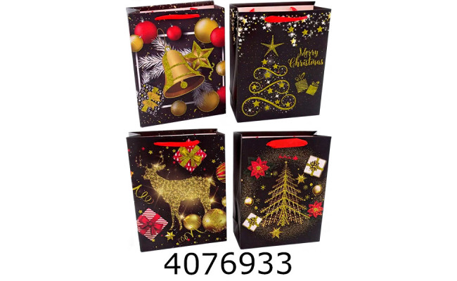 Пакет новорічний подарунковий 31*40*12см мікс 4 (12/360) 9504-4L
