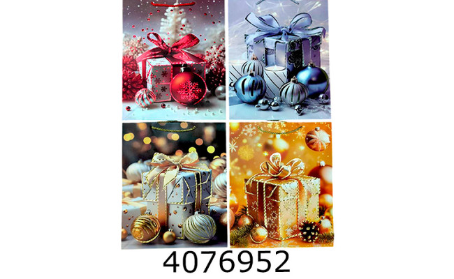 Пакет новорічний подарунковий 31*40*12см мікс 4 (12/360) 4-72B