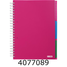 Канц. книга на спір. 120 арк. пл. обкл. кліт.3 розділювачі рожевий Buromax BRIGHT (_) BM.24345912-10