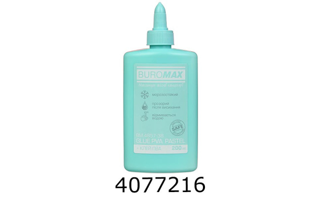 Клей ПВА 200 мл супер ковпачок-дозатор м'ятний PASTEL  (65) BM.4857-38