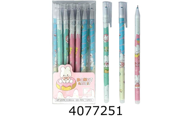 Ручка пише-стирає синя 0.38 мм Donut Rabbit (12/144/2304) MP-2378