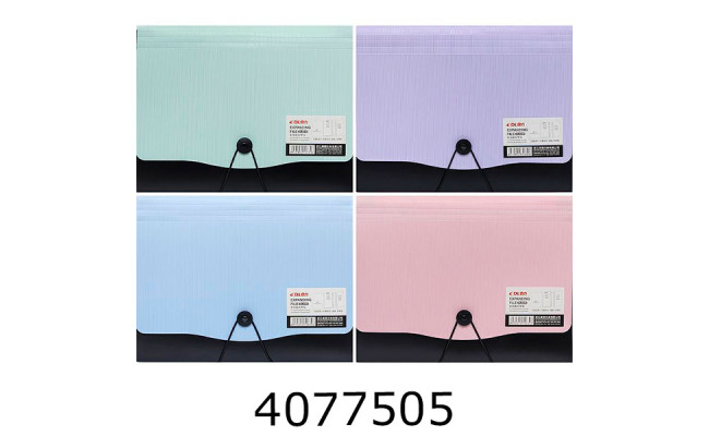 Папка на гумках пластик А4 12 відділень DL5250 асорті (12) DL5250