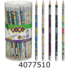 Олівець графіт. ZiBi BRIGHT HB з гумкою тубус (100) ZB.2316