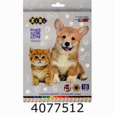 Олівці кольор. ZiBi СОБАКИ ТА КОТИ 18шт. SMART Line (__) ZB.2428