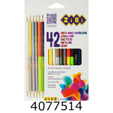 Олівці кольор. ZiBi 42 кол. (30 стандарт 6 двосторон) тригранний (6) ZB.2443