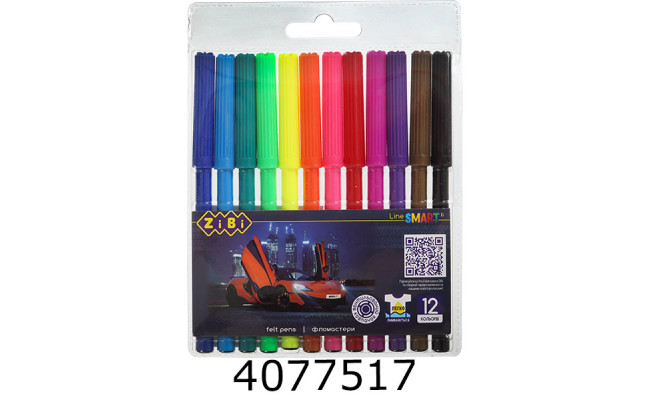 Фломастери ZiBi 12 кол. МАШИНКА SMART Line (24/144) ZB.2811