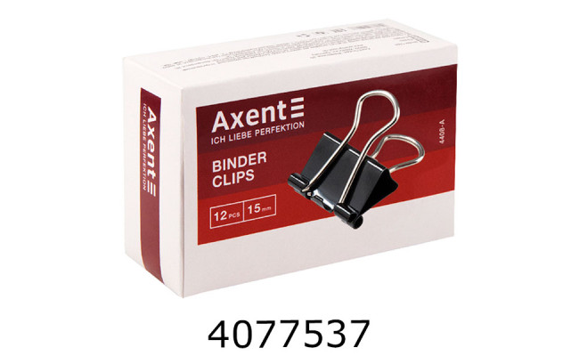 Біндер 15мм Axent чорні ціна за 12шт. (12/48) 4408-A