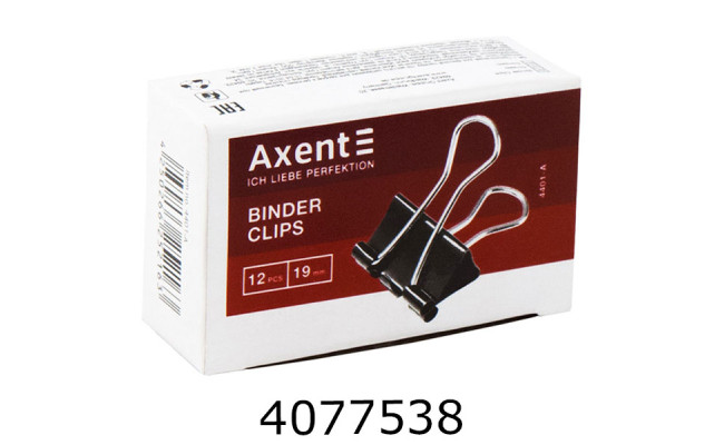 Біндер 19мм Axent чорні ціна за 12шт. (12/48) 4401-A