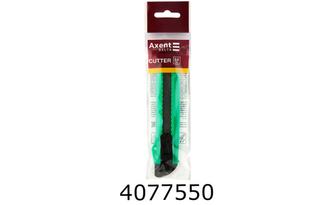 Ніж канц. 18мм AXENT мех фіксатор зелений (12) D6526