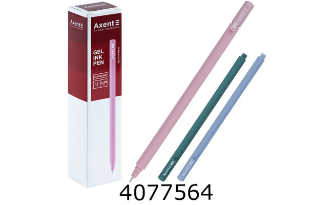 Ручка гелева Axent Ultraline синя 028мм (12) AG1120-02-A