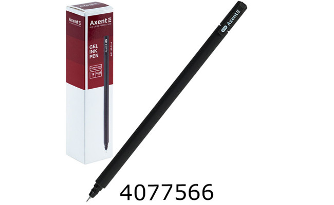 Ручка гелева Axent Ultraline чорна 028мм (12) AG1120-01-A