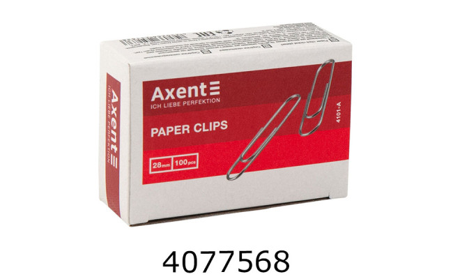 Скріпки 28мм 100шт. круглі нікельовані Axent (20/250) 4101-A