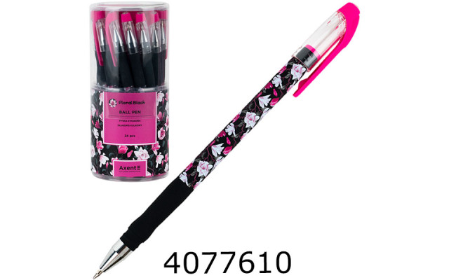 Ручка кульк. Axent Floral Blac синя  (24) AB1049-44-A