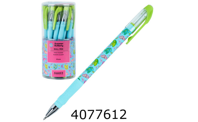 Ручка кульк. Axent Summer Butterly синя  (24) AB1049-41-A