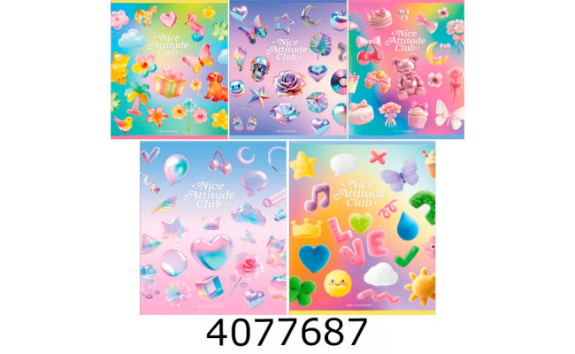 Зошит шк. 36 арк. лін. Школярик Star УФ-лак Nice Atitude Club (дівч) (20/160) 36л 3525