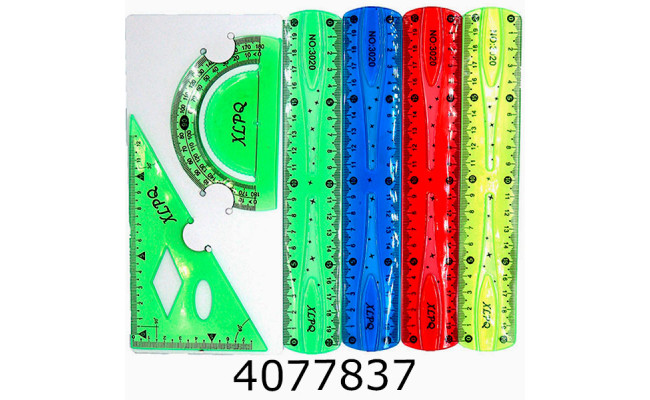 Набір лінійок силікон. 3 предм.угольнік+транспортир+лінійка 20см (12) 110246_20