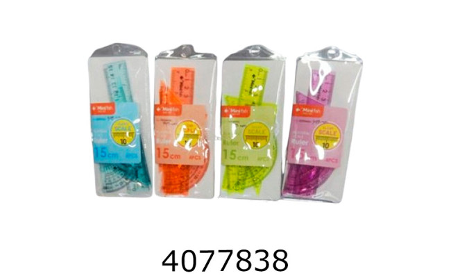 Набір лінійок силікон. 4 предм.2угольніка+транспортир+лінійка 15см (30) 3179DSCN