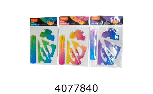 Набір лінійок силікон. 4 предм.2угольніка+транспортир+лінійка 15см (24) 3175DSCN