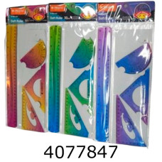 Набір лінійок силікон. 4 предм.2угольніка+транспортир+лінійка 30см NO9106-WM(24) 3177DSCN