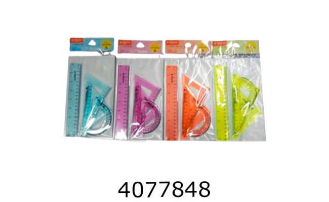 Набір лінійок силікон. 4 предм.2угольніка+транспортир+лінійка 15см (24) 3178DSCN