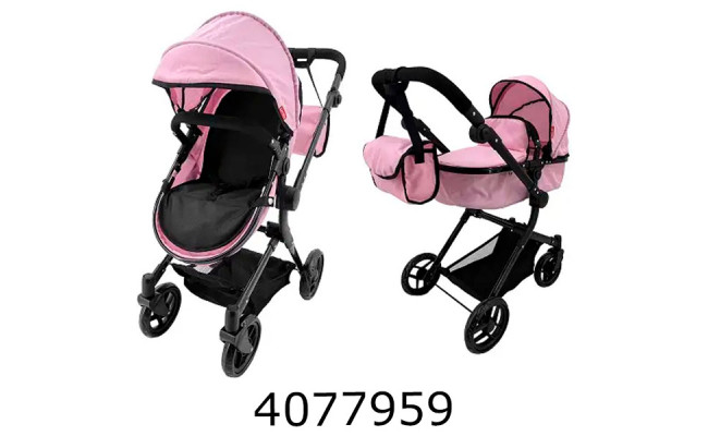 Візочок метал. для ляльки 2в1з сумкою CARRELLO ALFA PINK 51*15.5*39.5см (1) 9707B+BAG PINK