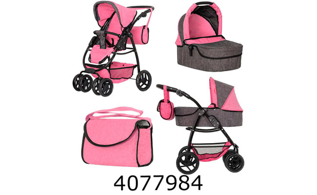 Візочок метал. для ляльки 2в1з сумкою CARRELLO AVANTI 60.5*18.5*38.5см (1) 9662B+BAG PINK