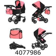 Візочок метал. для ляльки 2в1з сумкою CARRELLO MAESTRO 45*14.5*38см (1) 9651B+BAG PINK