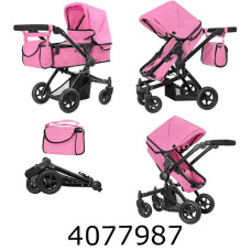 Візочок метал. для ляльки 2в1з сумкою CARRELLO MAESTRO 52.5*15*38см (1) 9651B+BAG PINK