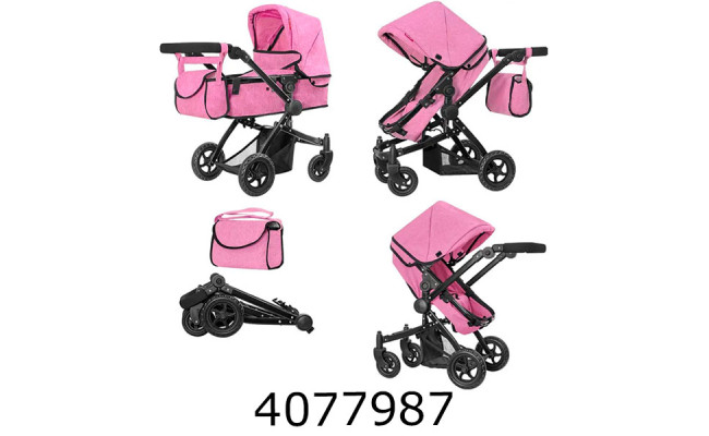 Візочок метал. для ляльки 2в1з сумкою CARRELLO MAESTRO 52.5*15*38см (1) 9651B+BAG PINK